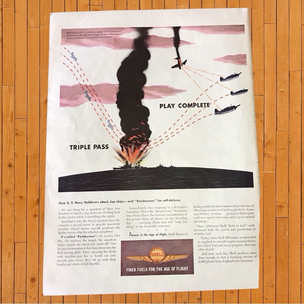 Vintage 1944 Shell Aviation Advertisement Poster